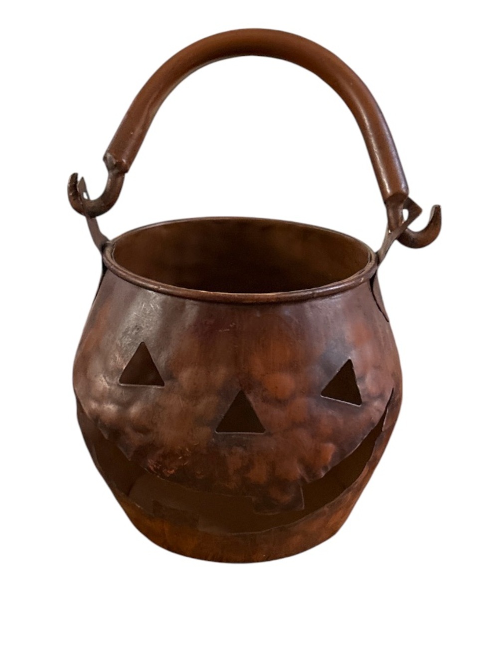 VINTAGE➕Hammered Metal Jack•O•Lantern Bucket